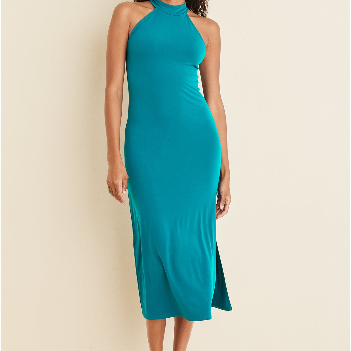 VENUS High Neck Midi Dress | Teal