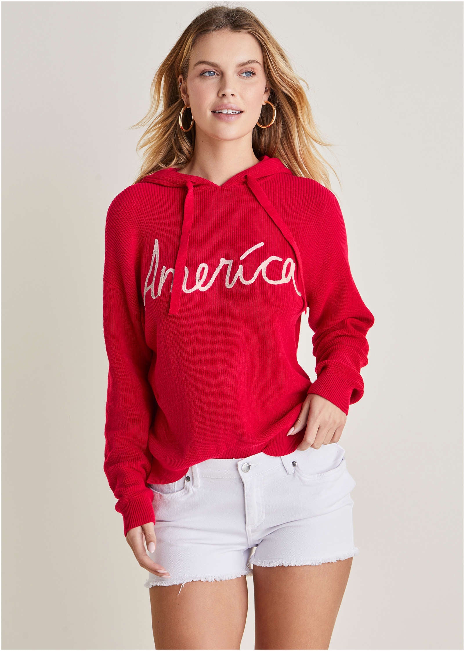 America Hoodie Sweater - Racing Red Multi – VENUS
