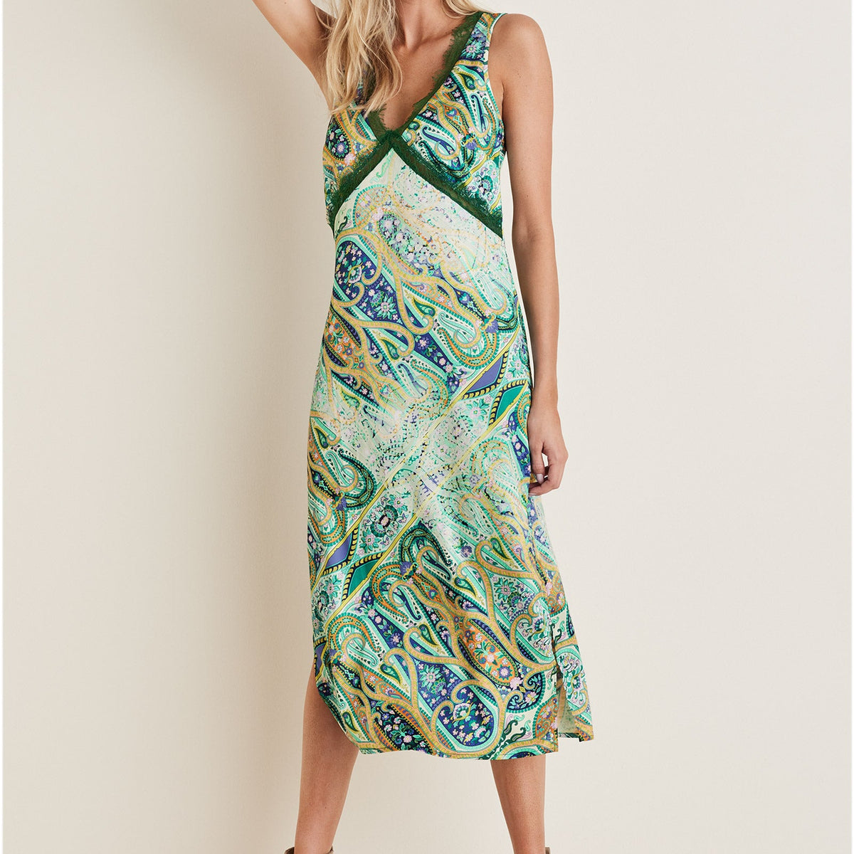 Lace Trim Midi Dress