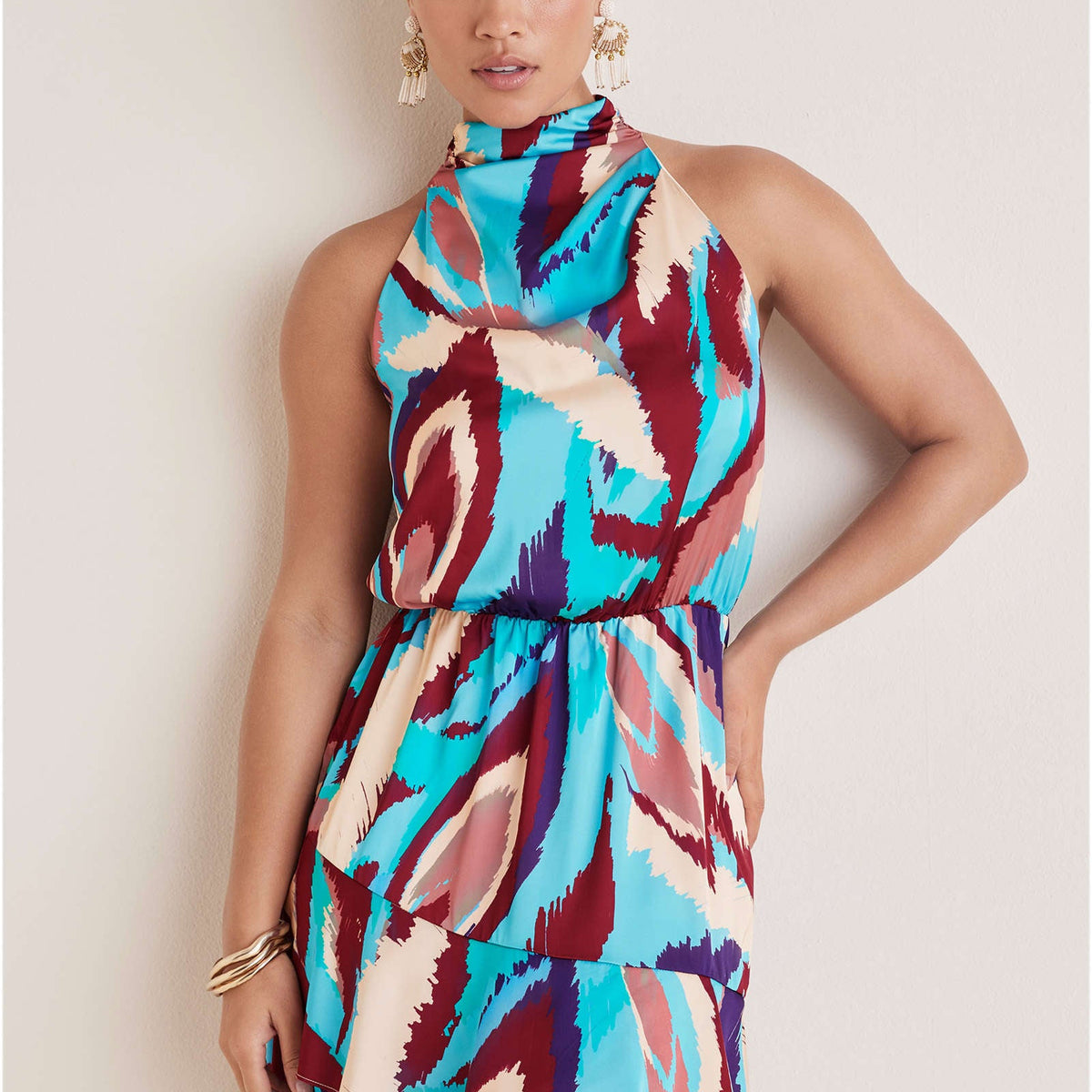 floral print halter mini dress Delilah Yellow Orchid Print Halter Mini Dress