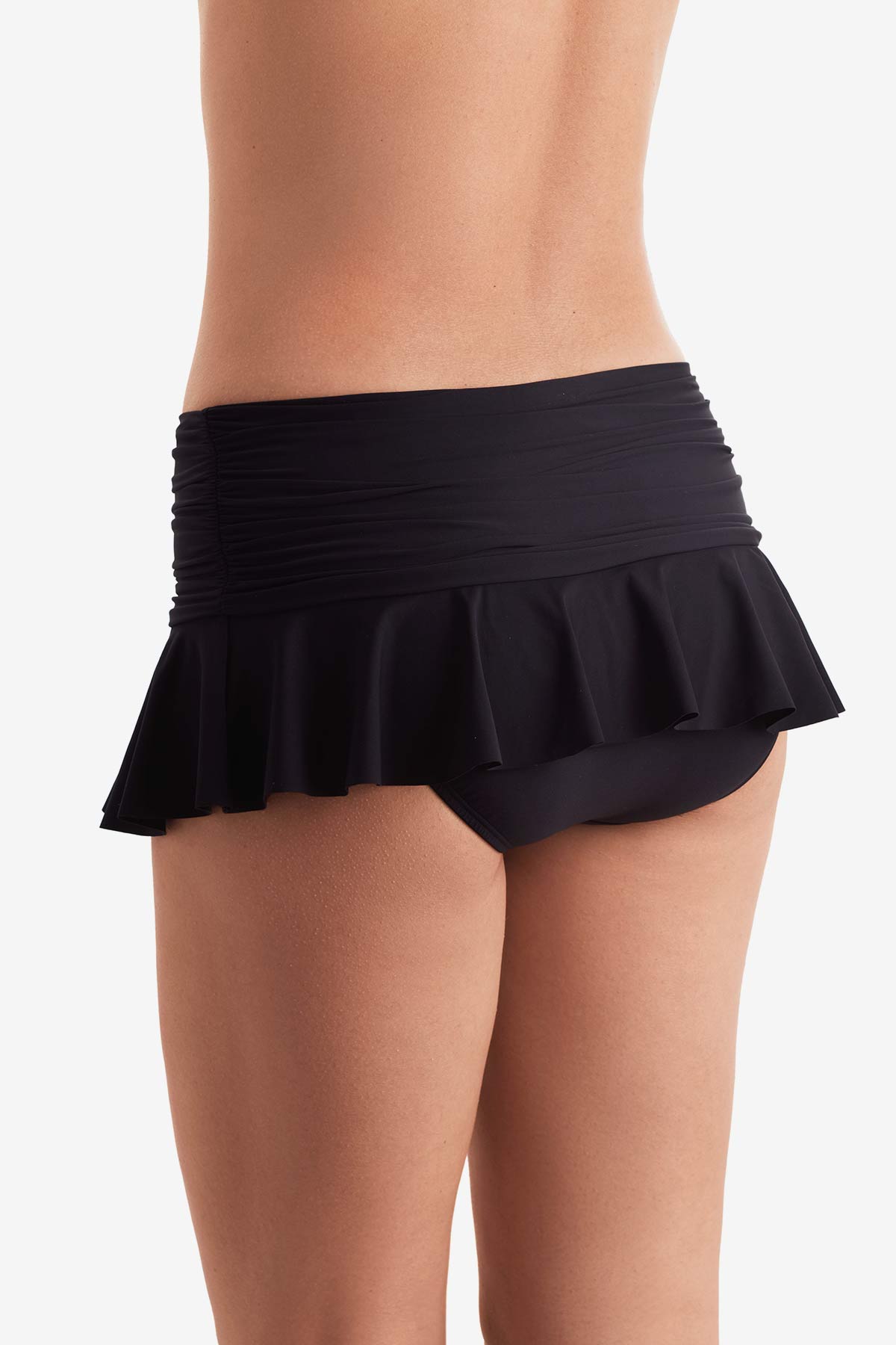 Back of black swim skirt