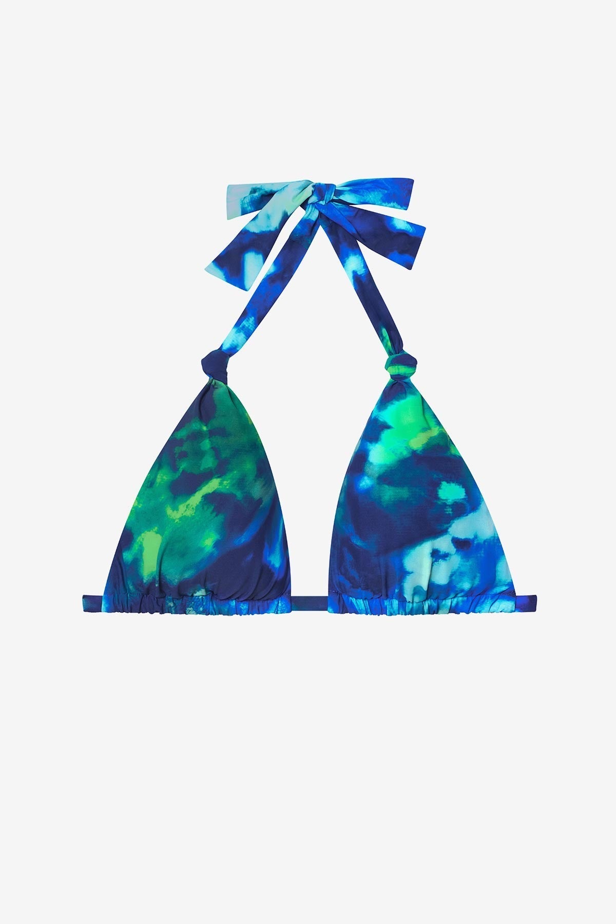 Blue and green tie dye bikini top