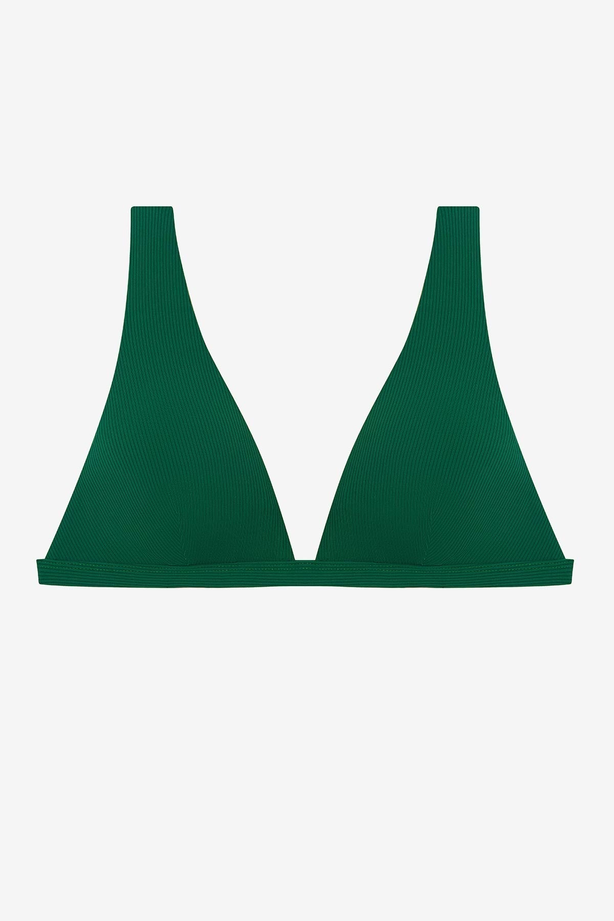 Green rib fabric bikini top