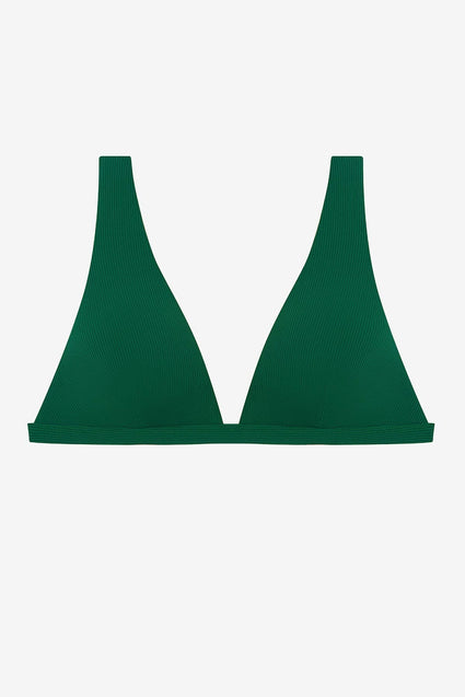 Green rib fabric bikini top