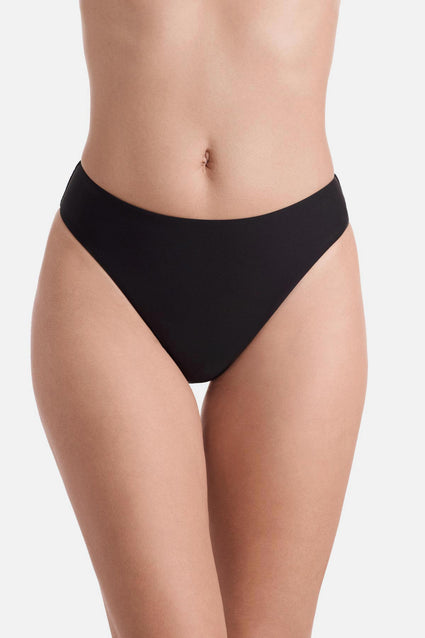Front view of black swim bottoms