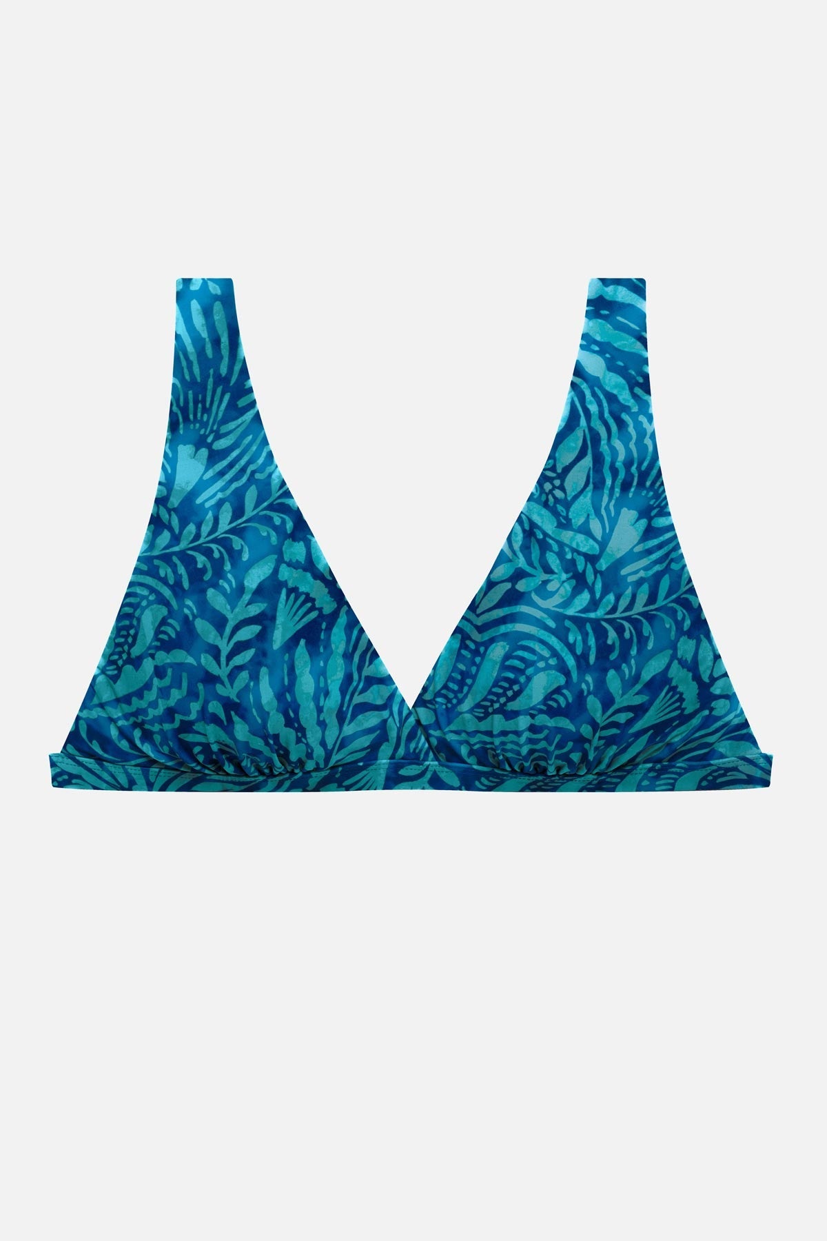 Blue abstract printed bikini top