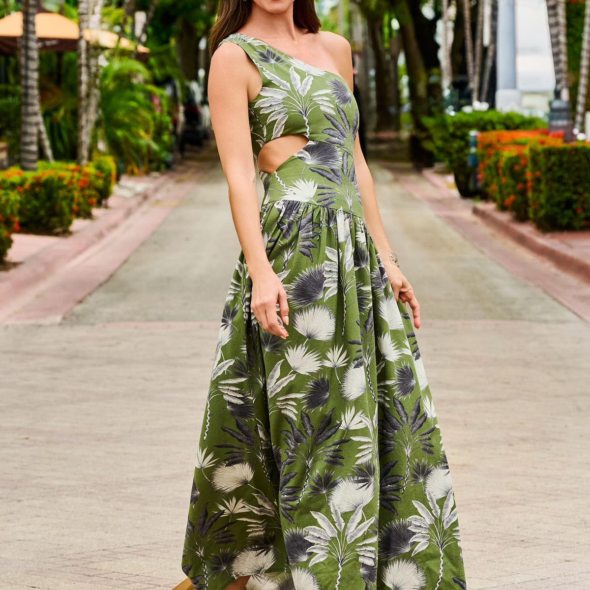 VENUS Linen Cutout Maxi Dress | Palm Oasis