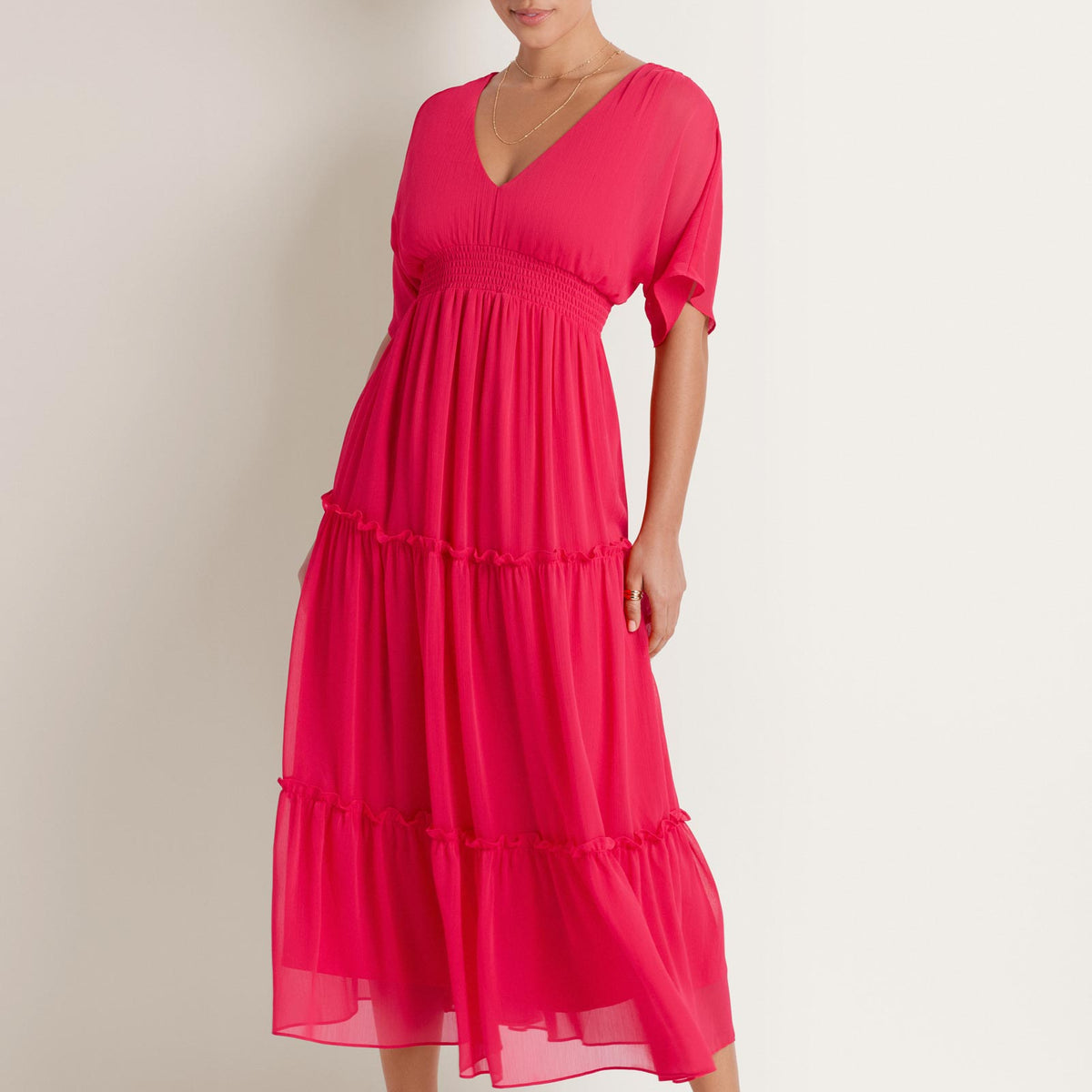 flutter sleeve maxi dress formal VENUS Flutter Sleeve Maxi Dress | Rose Red