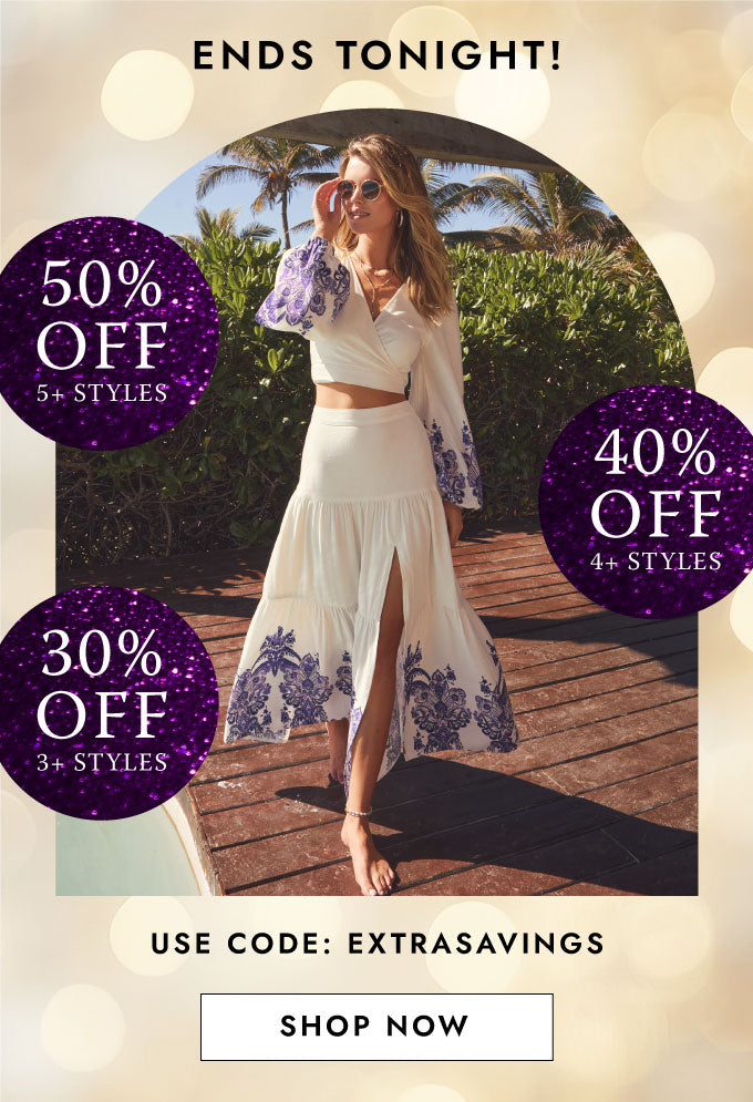 Buy 3, Get 30%, Buy 4 Get 40%, Buy 5+, Get 50% w/ EXTRASAVINGS