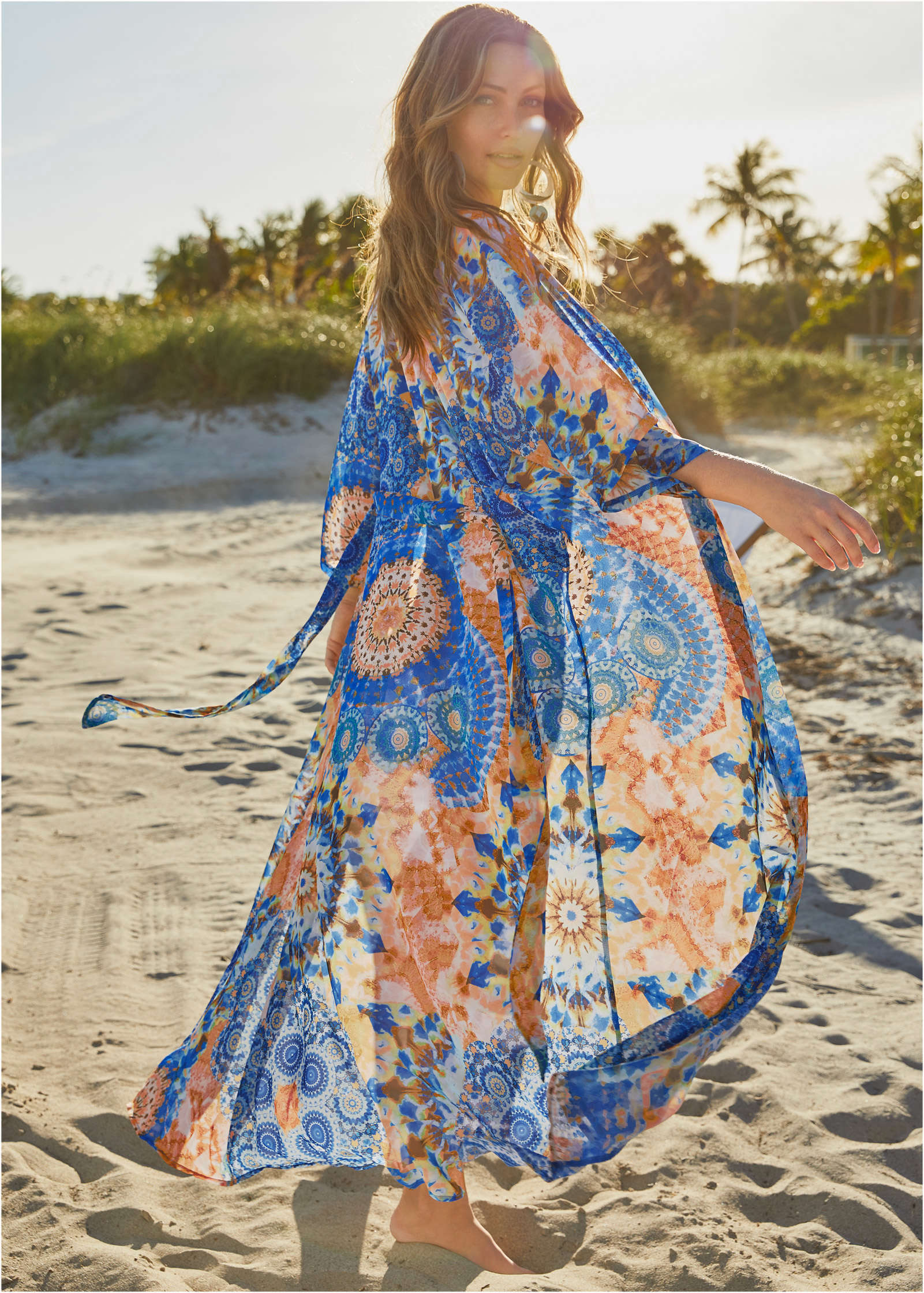 Sheer Caftan Cover-Up - Blue Multi – VENUS