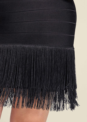 Bandage Fringe Dress - Black - thumbnail-4