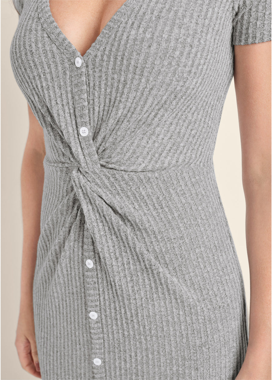 Brushed Knit Lounge Dress - Heather Grey