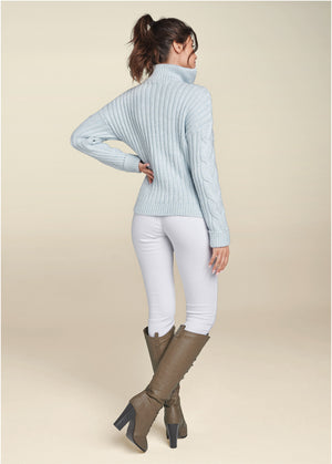 Quarter Zip Sweater - Heathered Blue - thumbnail-3