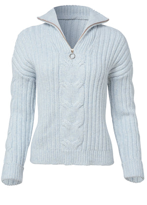 Quarter Zip Sweater - Heathered Blue - thumbnail-4