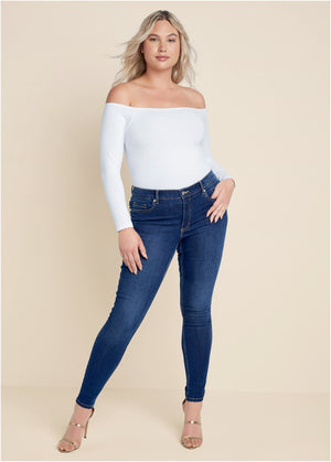 Heidi Skinny Jeans - Dark Wash - thumbnail-6