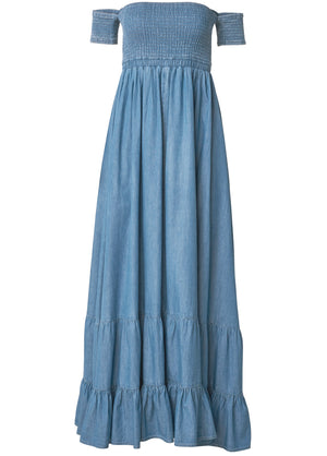Off-The-Shoulder Maxi Dress - Medium Wash - thumbnail-5