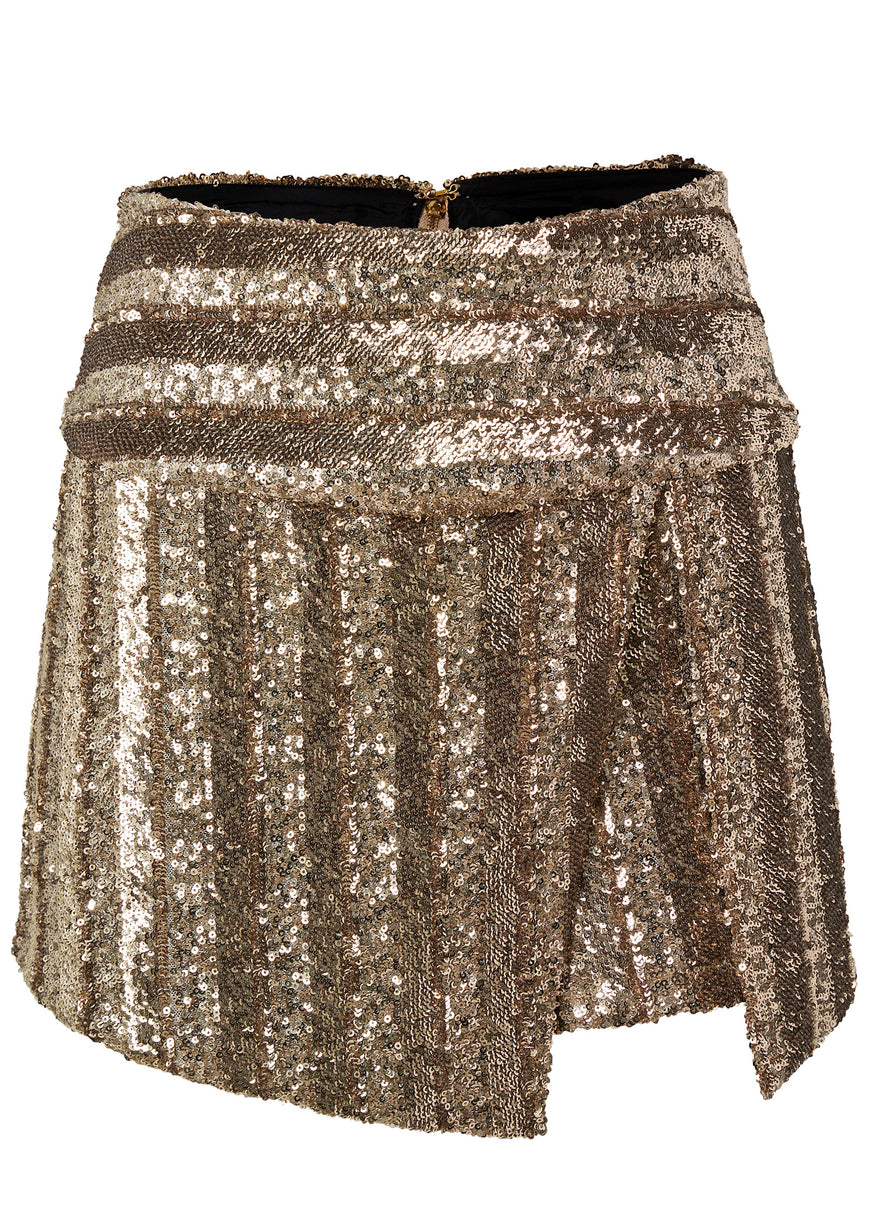 Jupe-short à sequins - Or