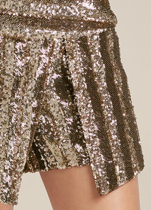Jupe-short à sequins - Or - thumbnail-4