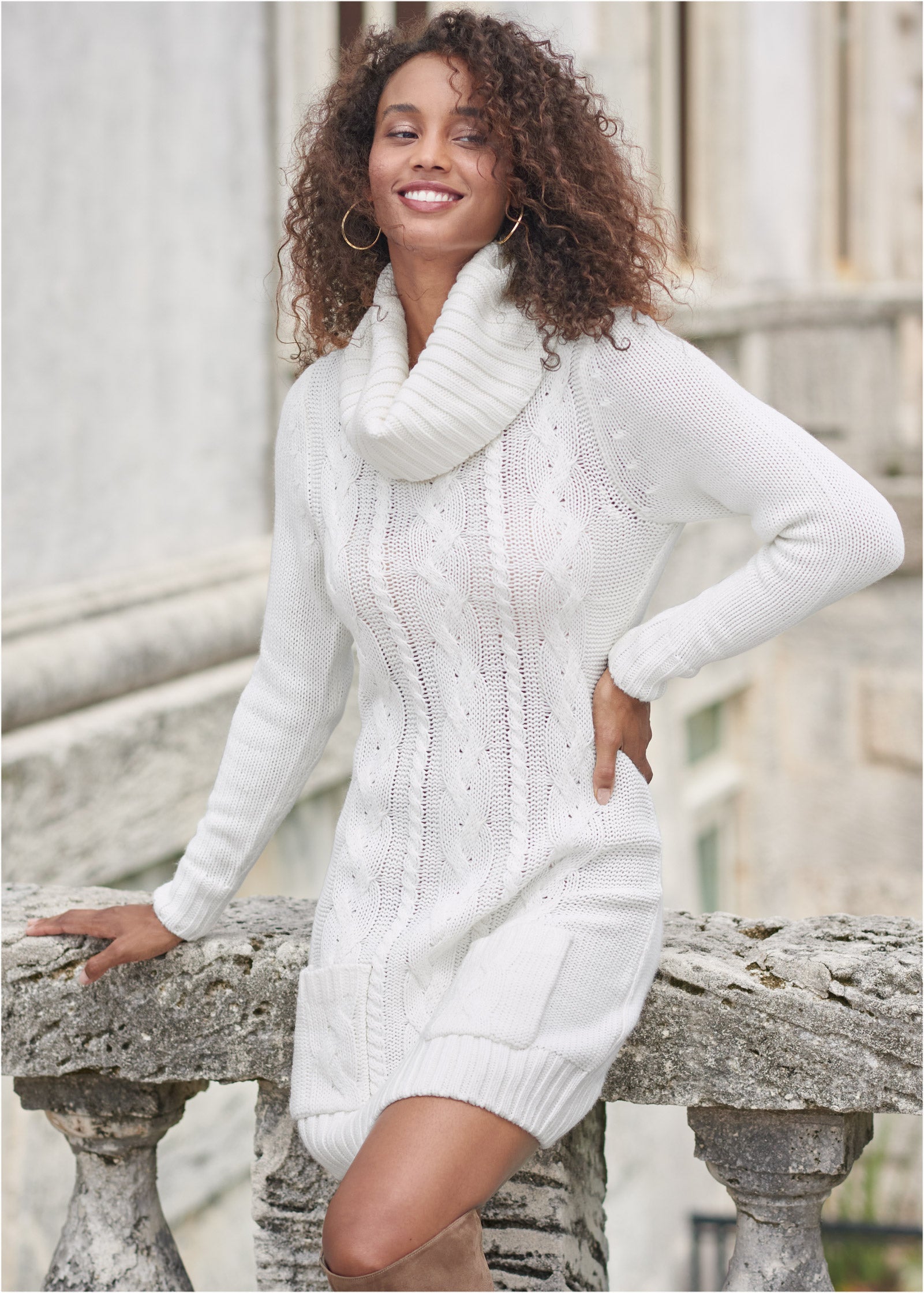Cozy Sweater Dress - Cloud Dancer – VENUS