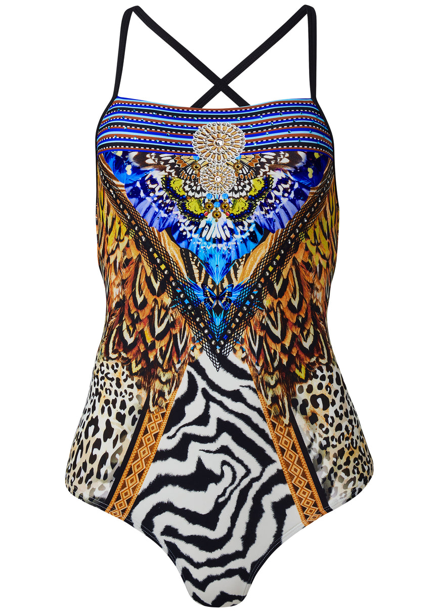 Strappy Low Back One-Piece - Jungle Queen