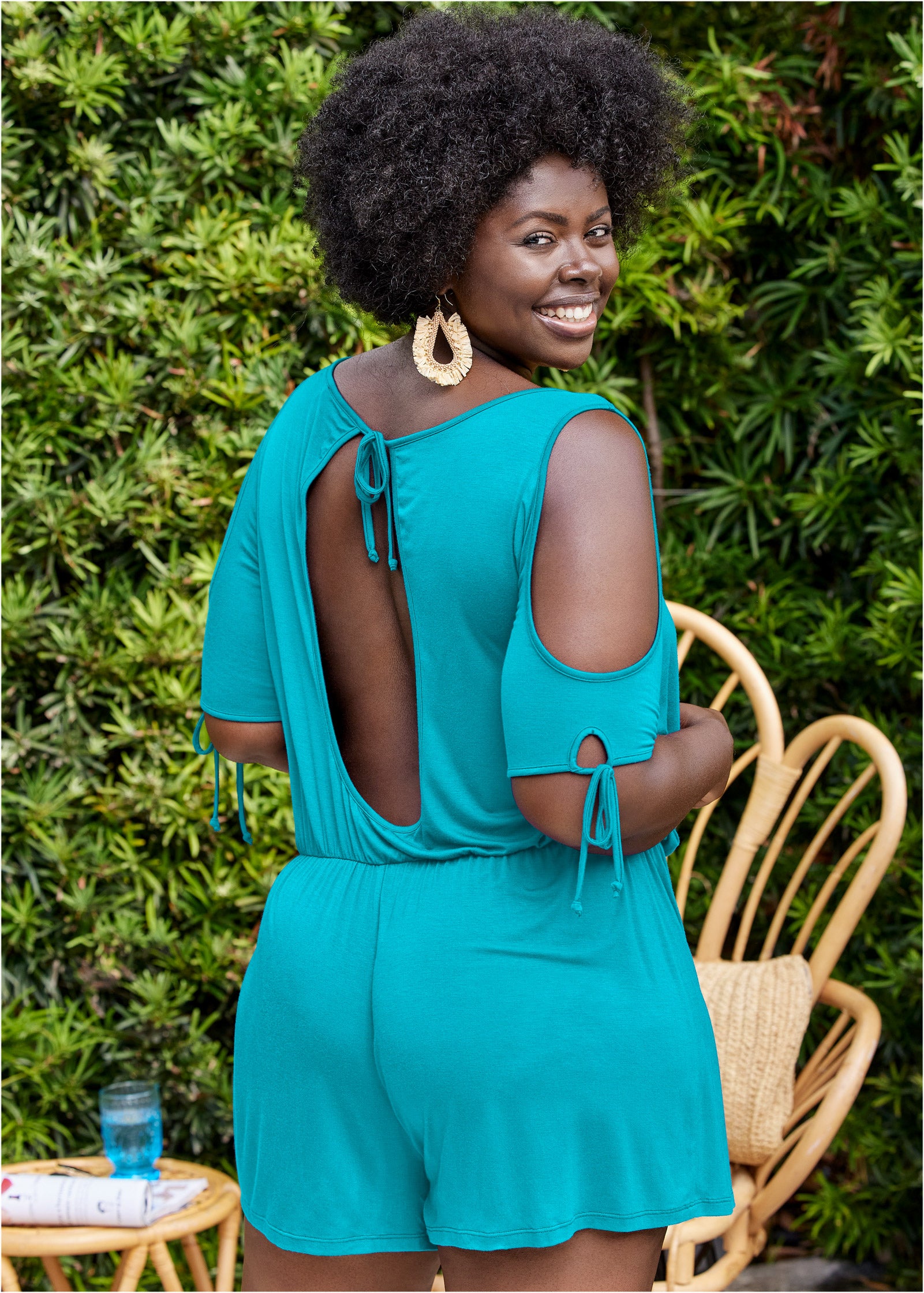 Cold Shoulder Romper - Aqua Reef – VENUS