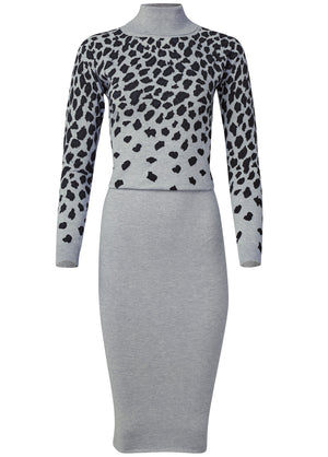 Turtleneck Sweater Dress - Grey - thumbnail-5