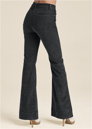 Corduroy Flared Pants - Black - thumbnail-3