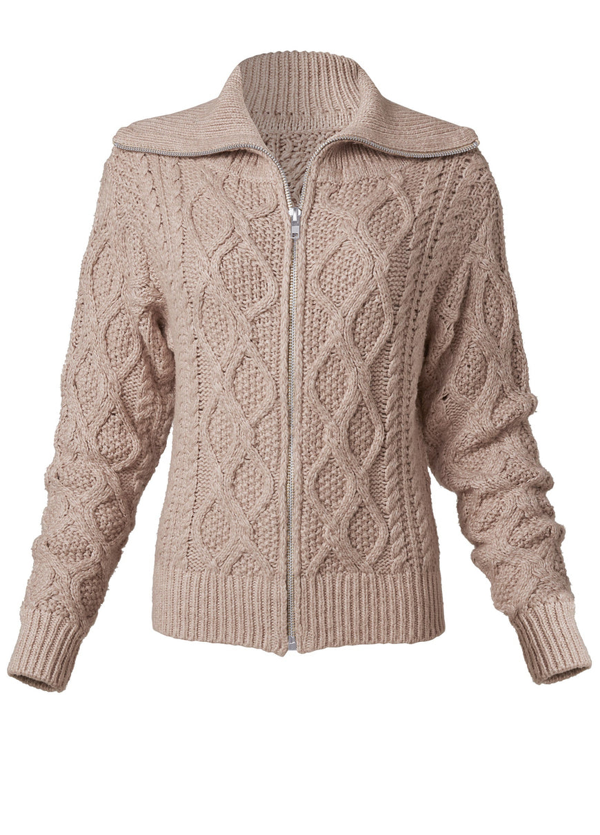 Knit Zip Sweater - Taupe – VENUS