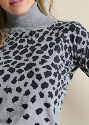 Turtleneck Sweater Dress - Grey - thumbnail-3