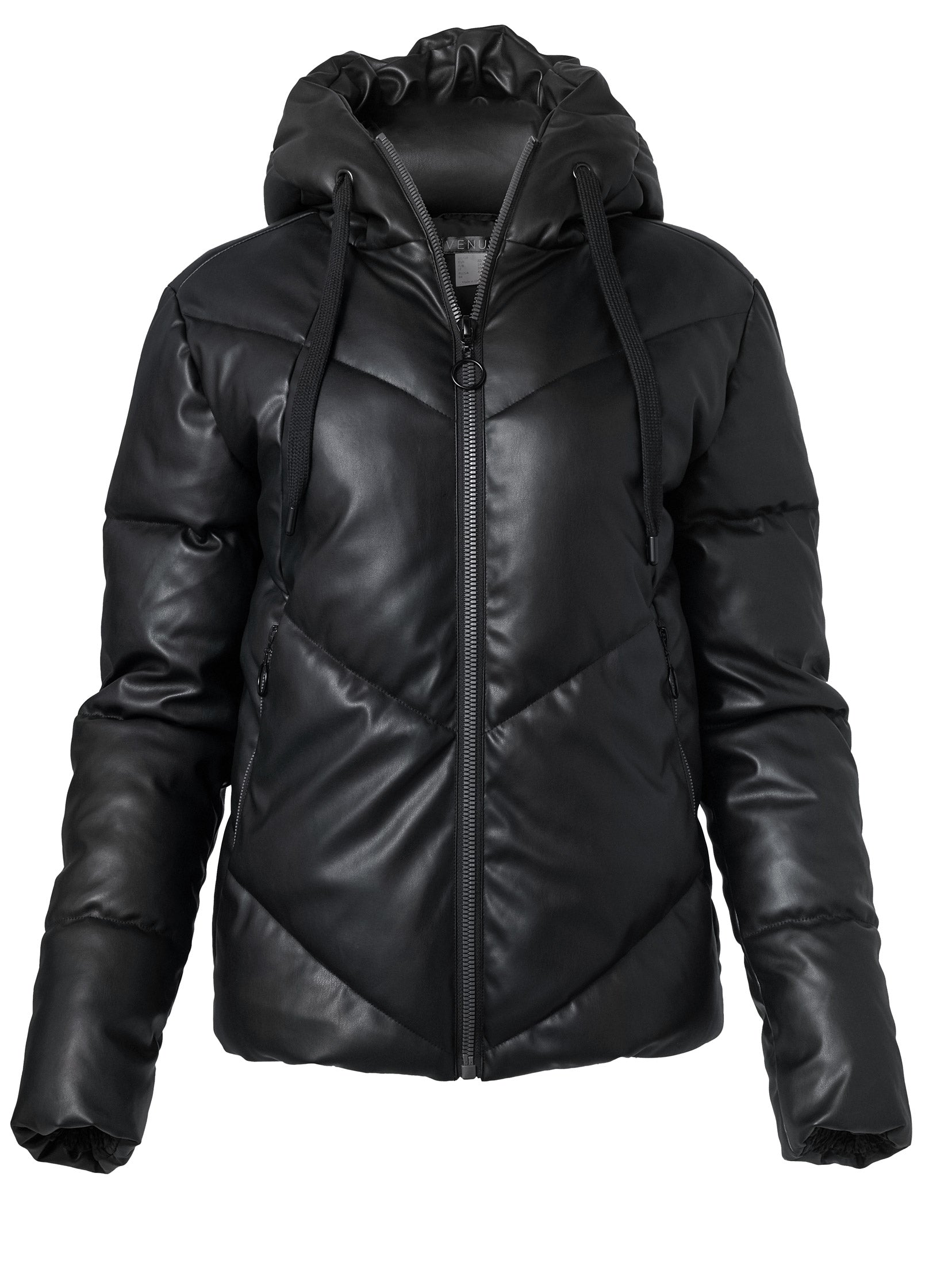 Faux Leather Puffer Jacket - Black – VENUS