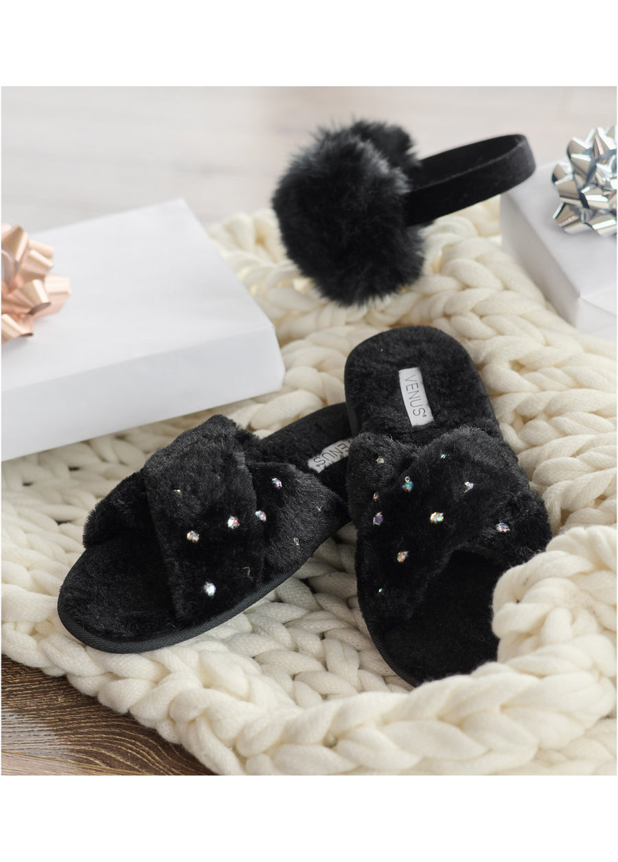 Faux Leather Puffer Jacket - Black