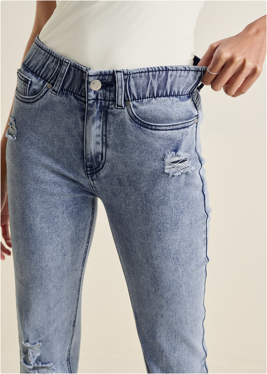 Straight Leg Acid Jeans - Acid Wash