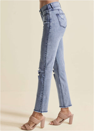 Straight Leg Acid Jeans - Acid Wash - thumbnail-4