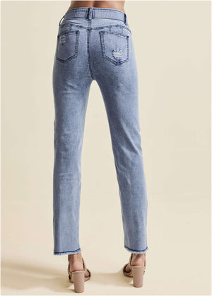Straight Leg Acid Jeans - Acid Wash - thumbnail-3