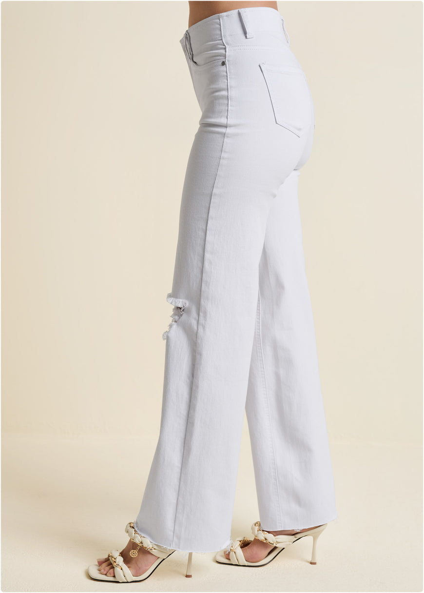 Laura Crop Wide Leg Jean - White Denim
