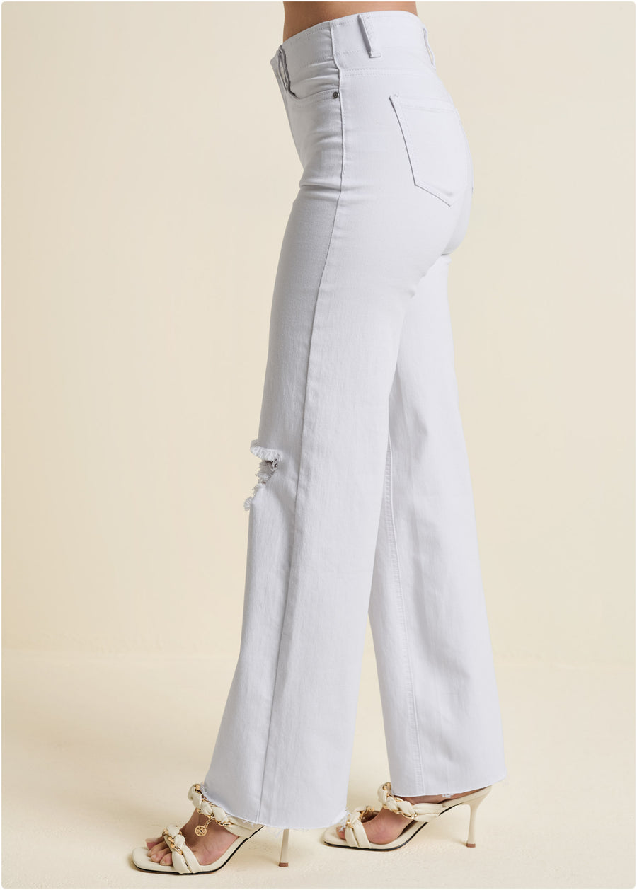 Laura Crop Wide Leg Jean - White Denim