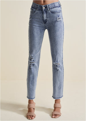 Straight Leg Acid Jeans - Acid Wash - thumbnail-2