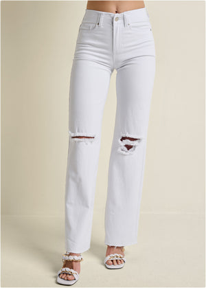 Laura Crop Wide Leg Jean - White Denim - thumbnail-2