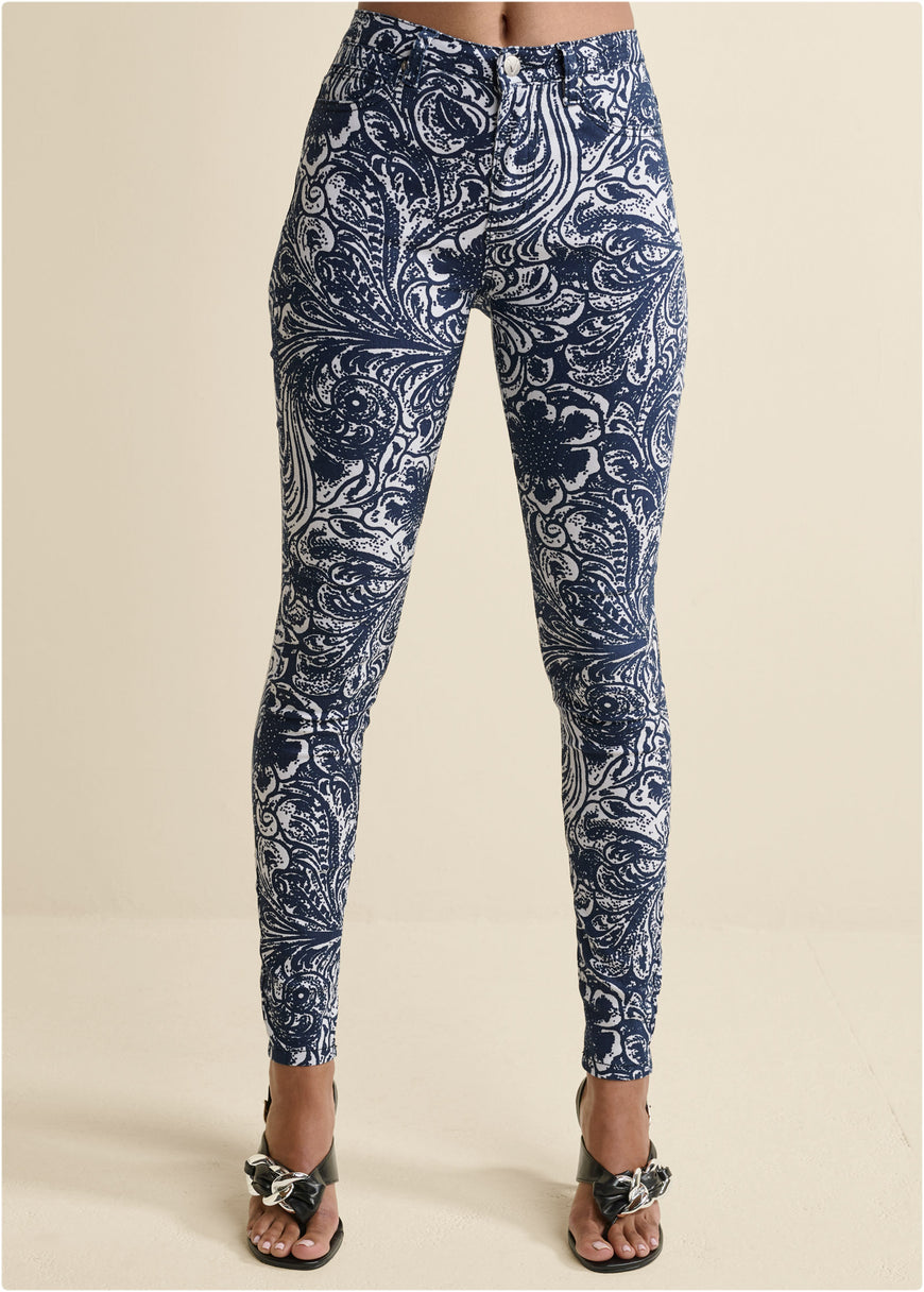 Jean skinny imprimé cachemire - Bleu Multi
