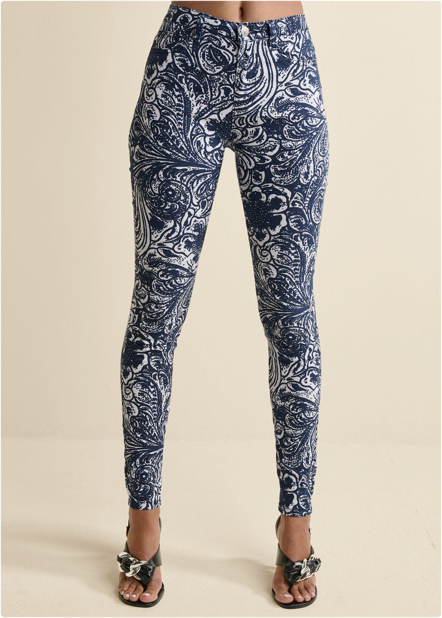 Jean skinny imprimé cachemire - Bleu Multi