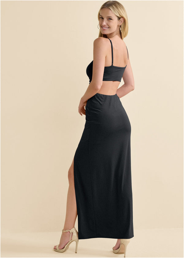 black dress with slits on the side prom Long Black Prom Dress with Embellished Side Slit PromGirl the Tatum Dress offers comfort without compromising style Dusk Haven Off Shoulder Maxi