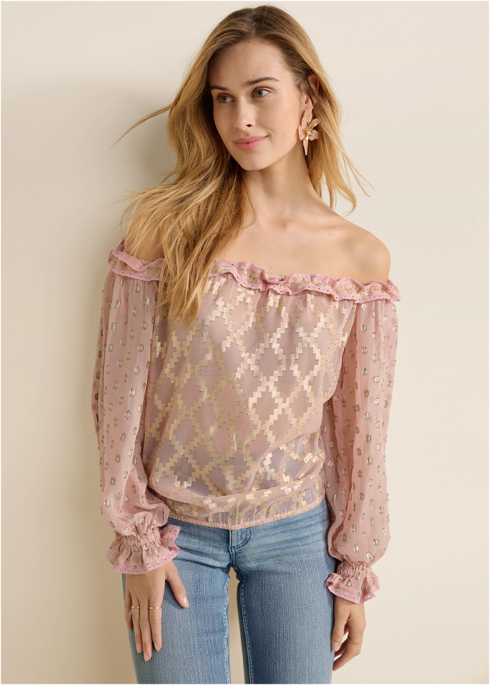 venus ruffle off the shoulder top
