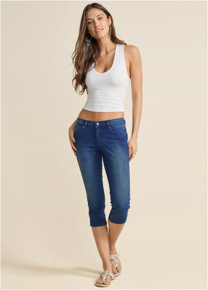 Cindy Capri Jeans - Dark Wash - thumbnail-1