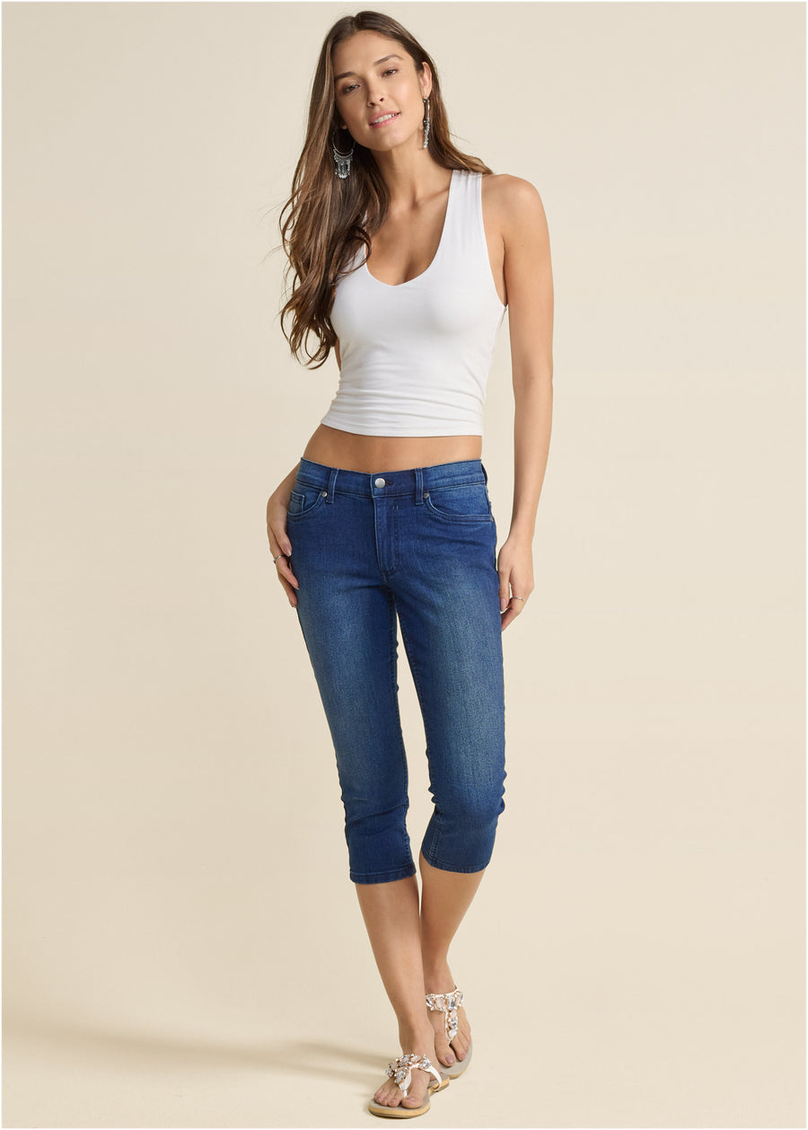 Cindy Capri Jeans - Dark Wash