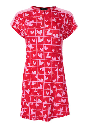 Lace Detail Nightgown - Candy Hearts - thumbnail-4