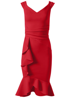 Ruffle Detail Dress - Red - thumbnail-5