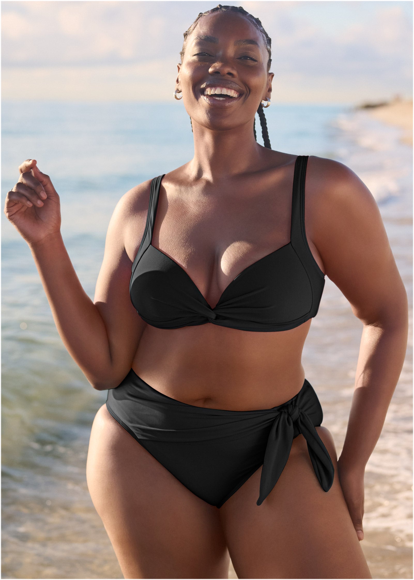 St. Lucia Black Twist Bikini Top | VENUS