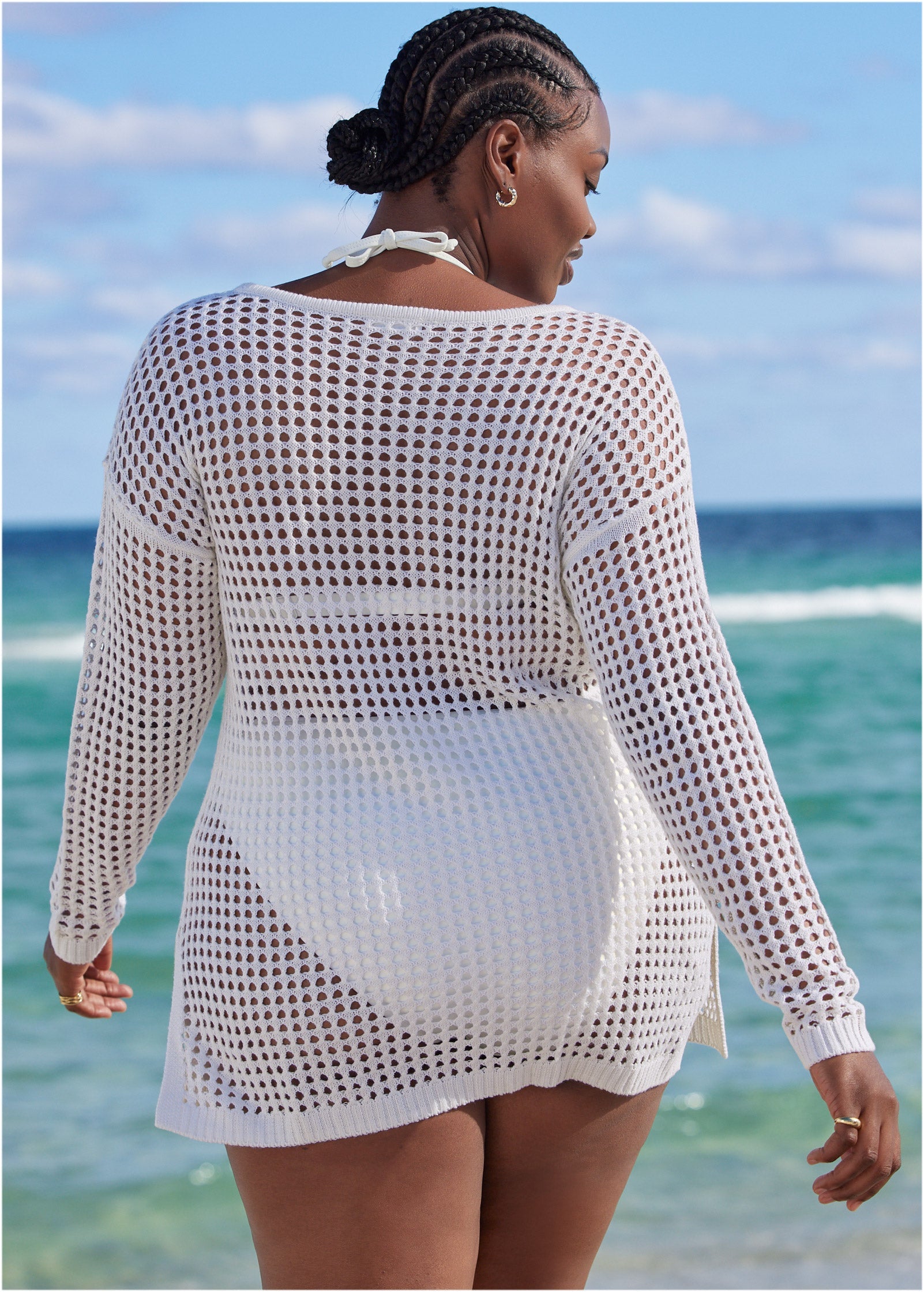 Crochet Tunic Cover-Up - Pearl White – VENUS