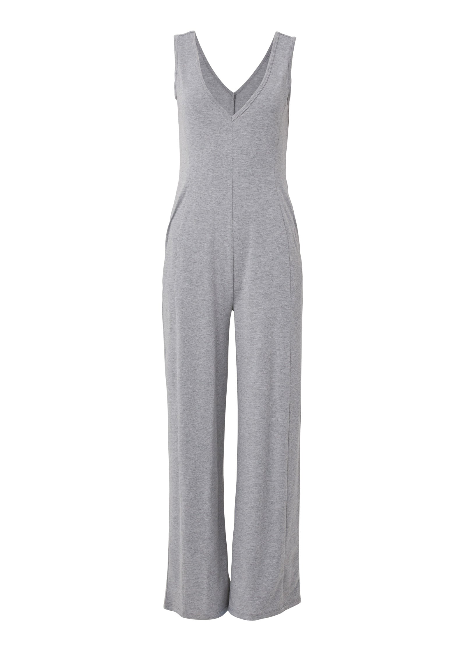 Relaxed V-Neck Jumpsuit - Heather Grey – VENUS