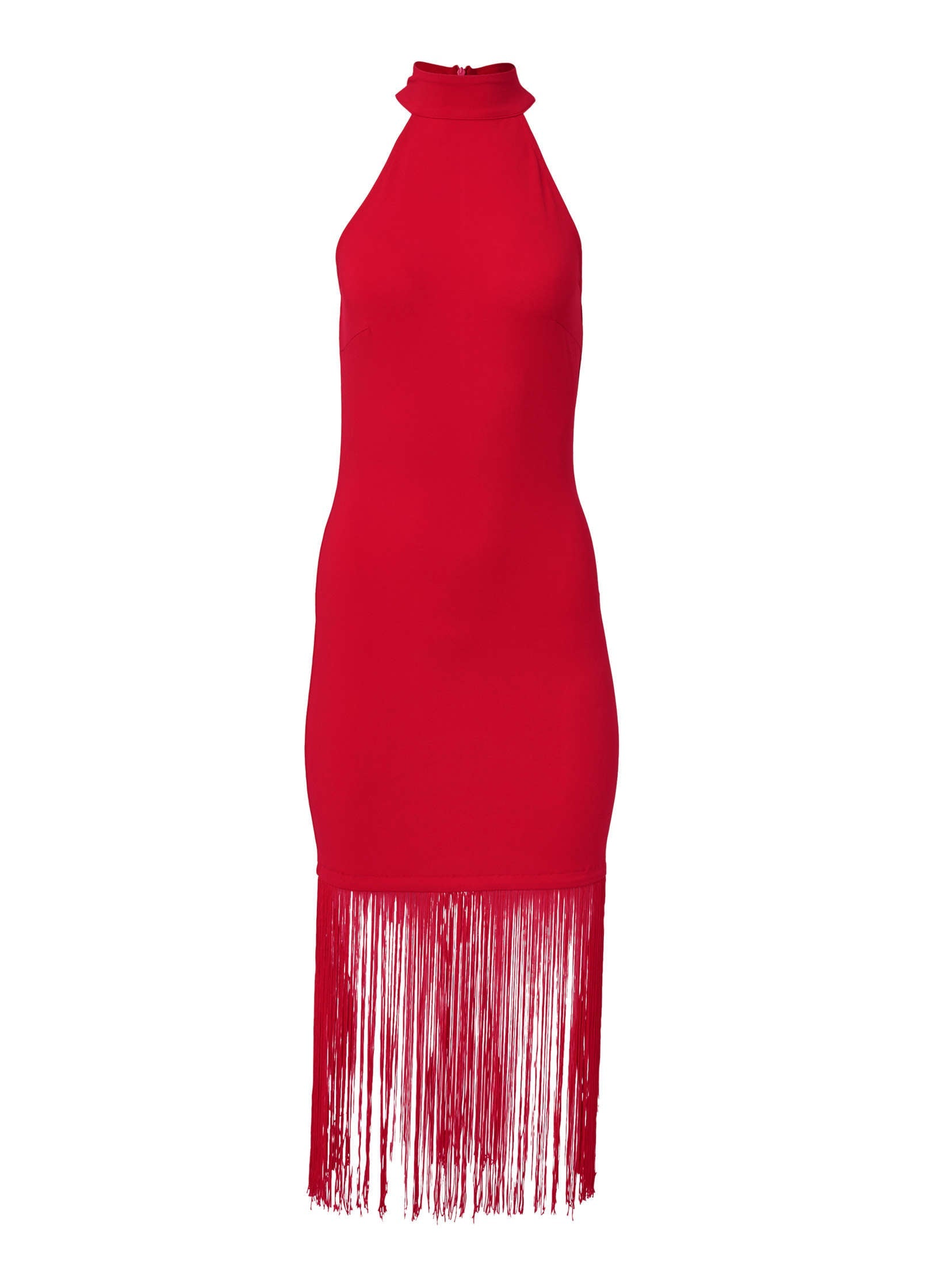 VENUS High Neck Fringe Dress | Red